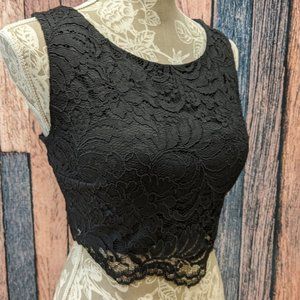 City Studio Lace Overlay Prom Separates Crop Top